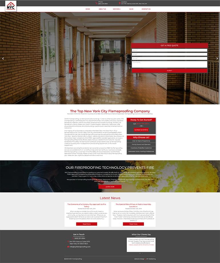 NYC Flameproofing | VRTX Digital Website Portfolio